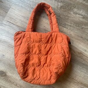 Quilted Orange Puffer Bag
